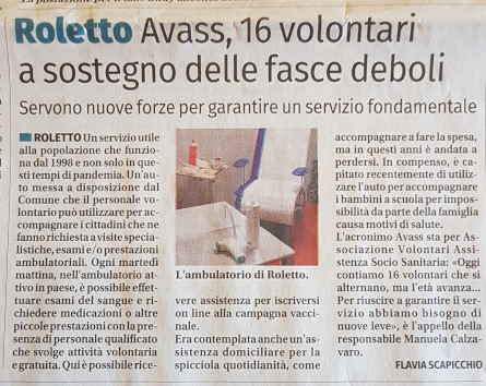 Volontari AVASS di Roletto sull’Eco del Chisone